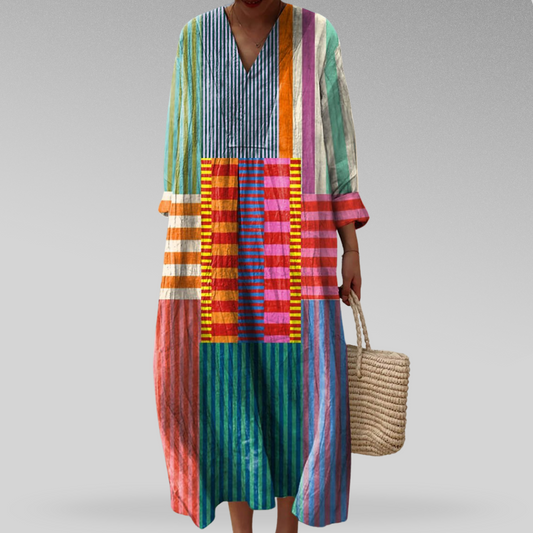 Lynor™ Geometric Dress – Bold Patterns, Timeless Style