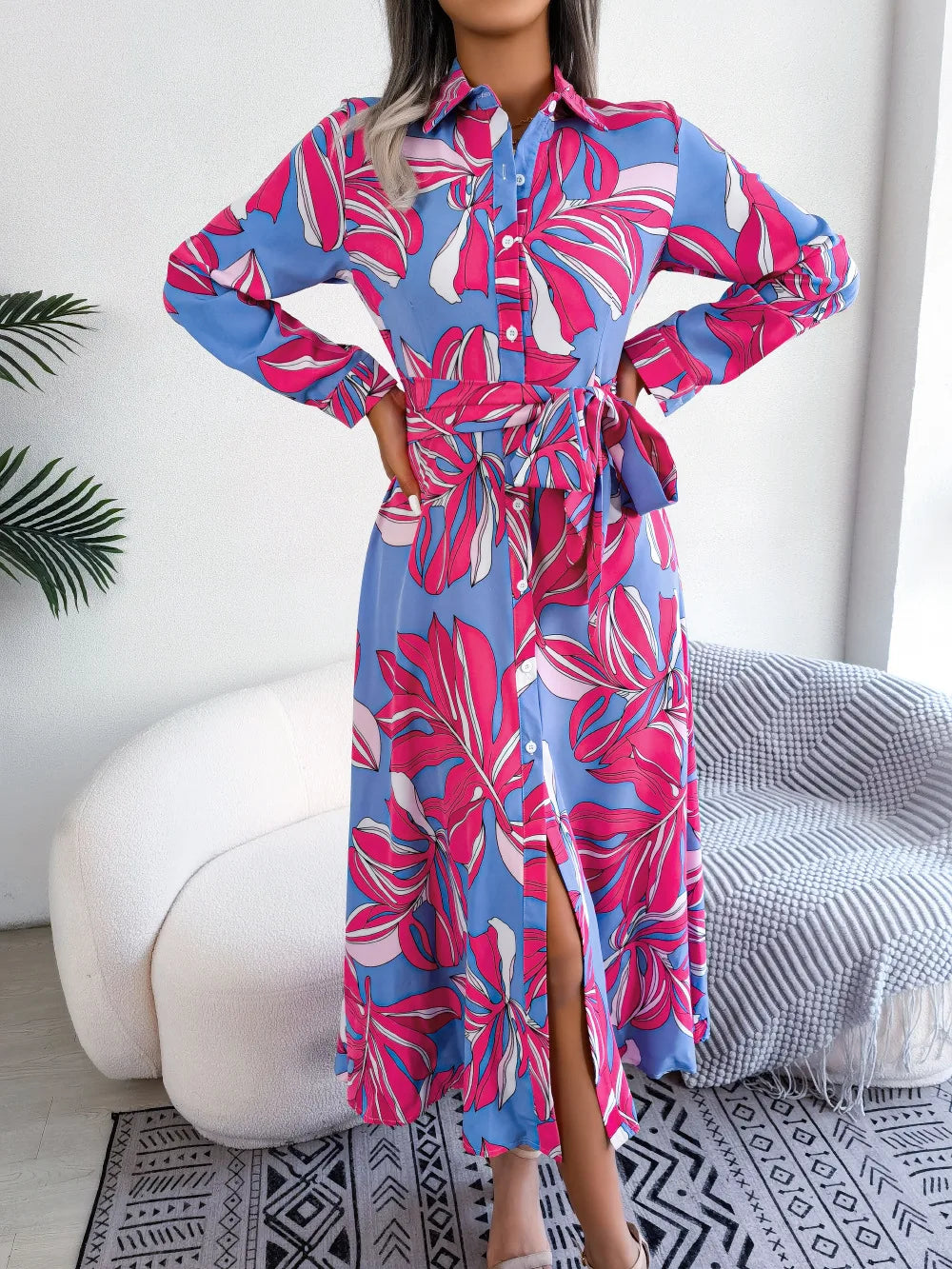 Lynor™ | Floral Fusion Polo Shirt Dress
