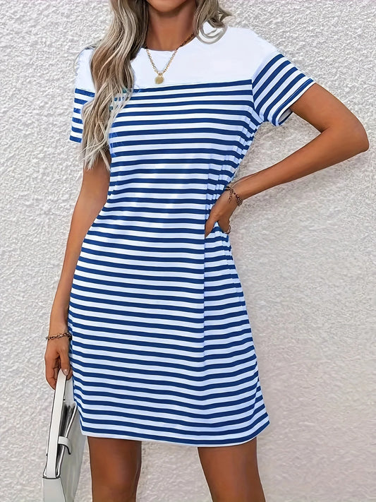 Lynor™ | Classic Blue Striped Dress for Relaxed Summer Days
