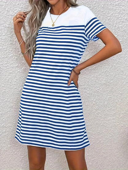 Lynor™ | Classic Blue Striped Dress for Relaxed Summer Days