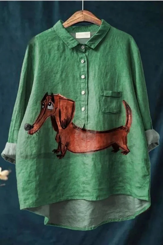 Lynor™ | Playful Dog Print Shirt for Effortless Charm