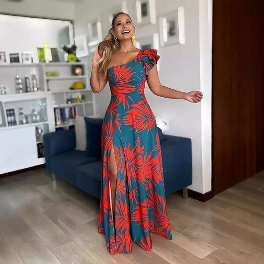 Lynor™ | Elegant Off-Shoulder Slit Dress for Confident Evenings