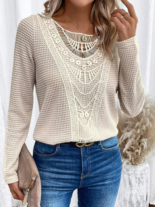 Lynor™ | Elegant Round Neck T-Shirt with Cut-Out Details