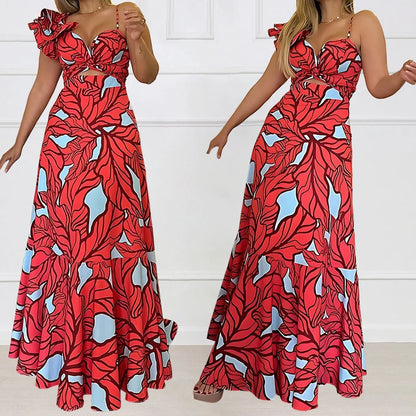 Lynor™ | Strapless Floral V-Neck Maxi Dress