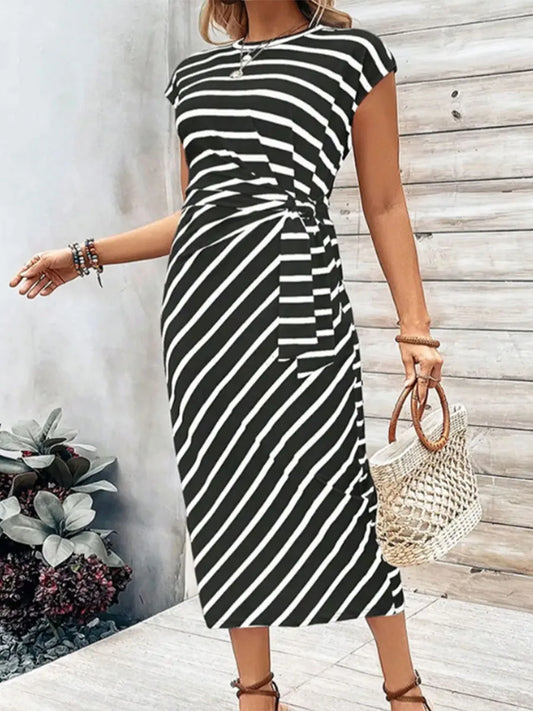 Lynor™ | Striped Tie-Waist Maxi Dress for Elegant Summer Comfort