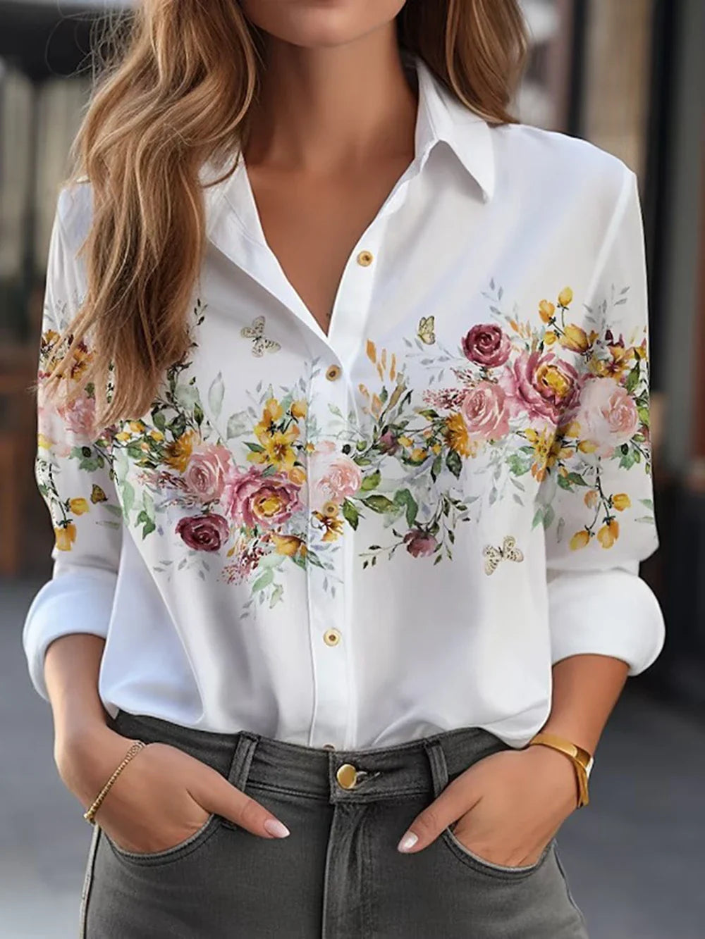 Lynor™ | Elegant Floral Print Blouse