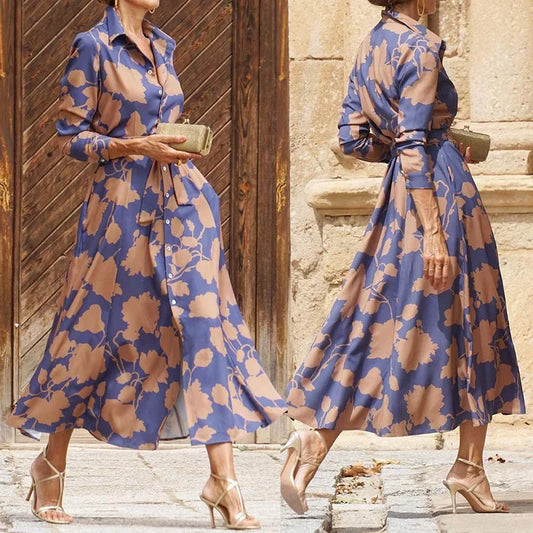 Lynor™ | Floral Elegance Lapel Dress