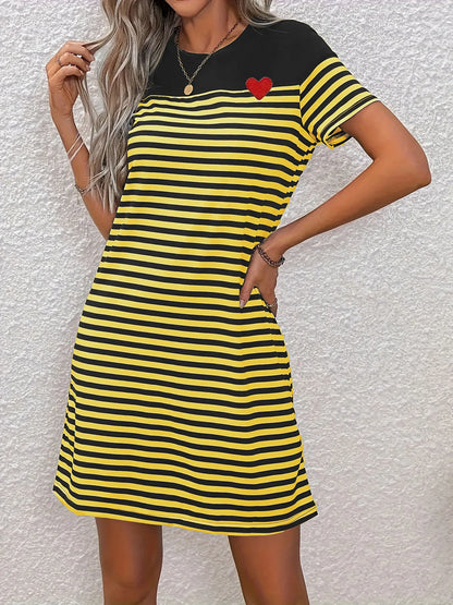Lynor™ | Black & White Striped T-Shirt Dress with a Casual Chic Twist