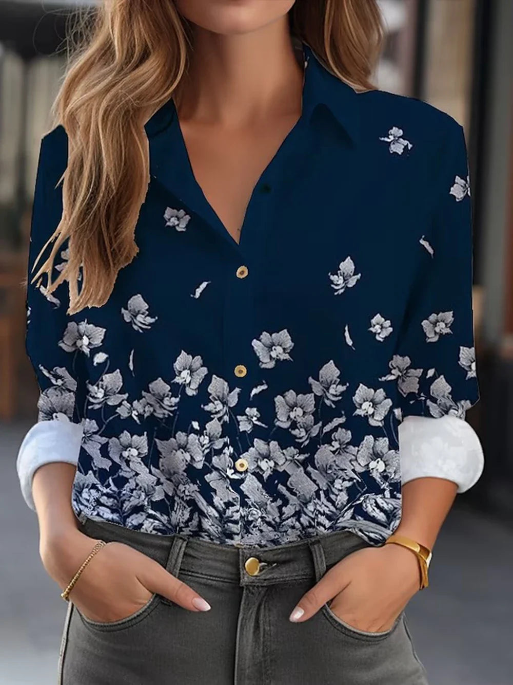 Lynor™ | Elegant Floral Print Blouse