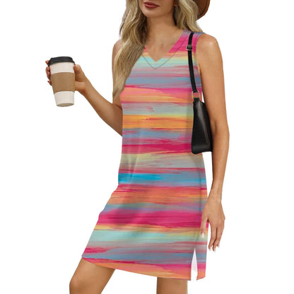 Lynor™ | Striped Sleeveless V-Neck Dress for Relaxed Summer Escapes