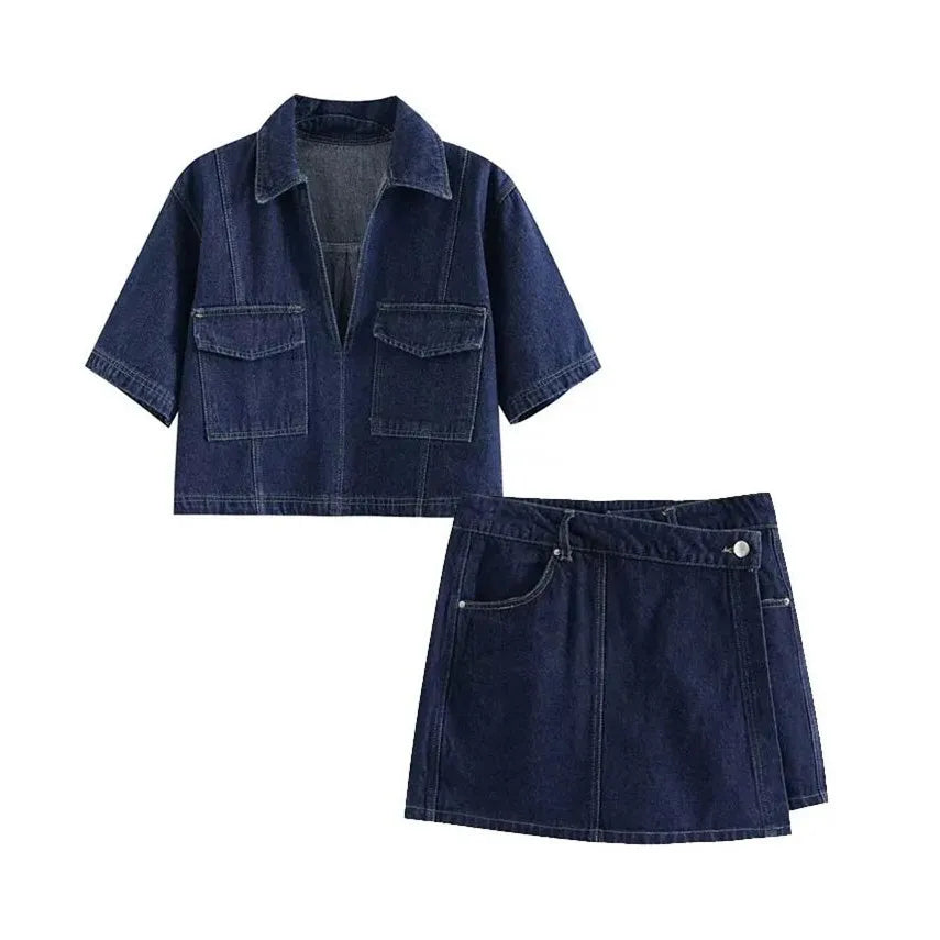 Lynor™ | V-Neck Denim Set