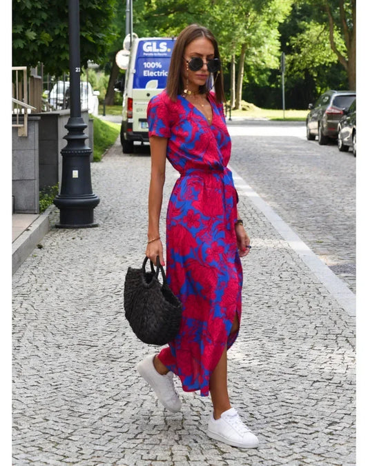 Lynor™ | Summer Bloom V-Neck Dress