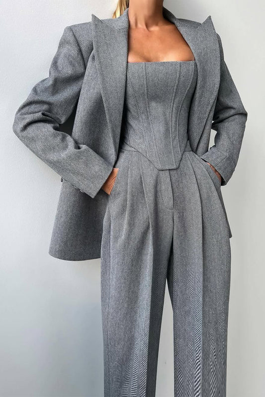 Lynor™ | Women’s Double-Breasted Blazer 3-Piece Set