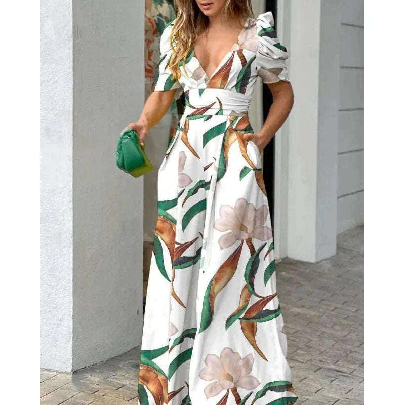 Lynor™ | Elegant V-Neck Wide-Leg Jumpsuit for Effortless Chic