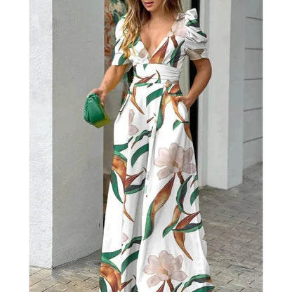 Lynor™ | Elegant V-Neck Wide-Leg Jumpsuit for Effortless Chic