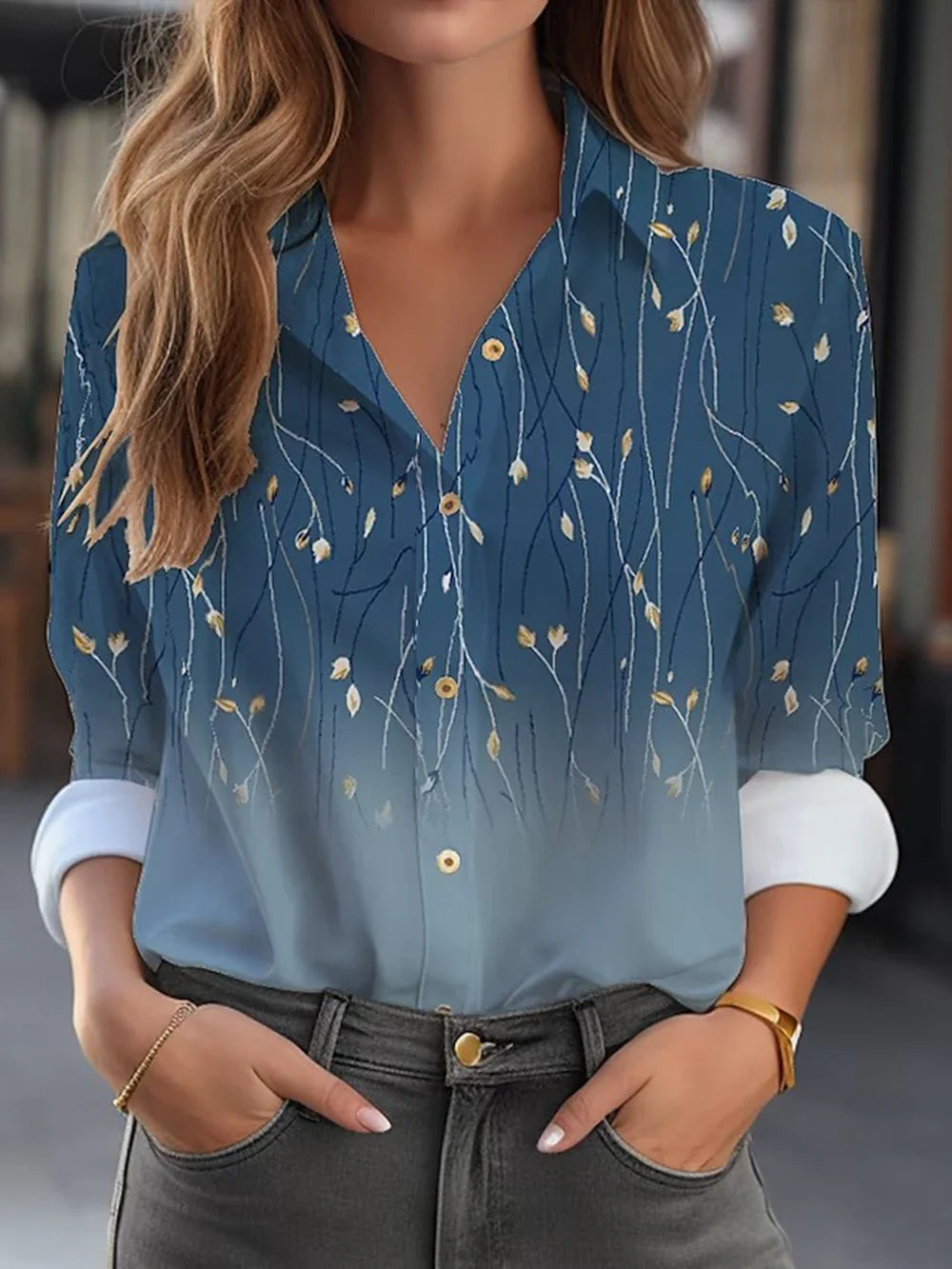 Lynor™ | Elegant Floral Print Blouse