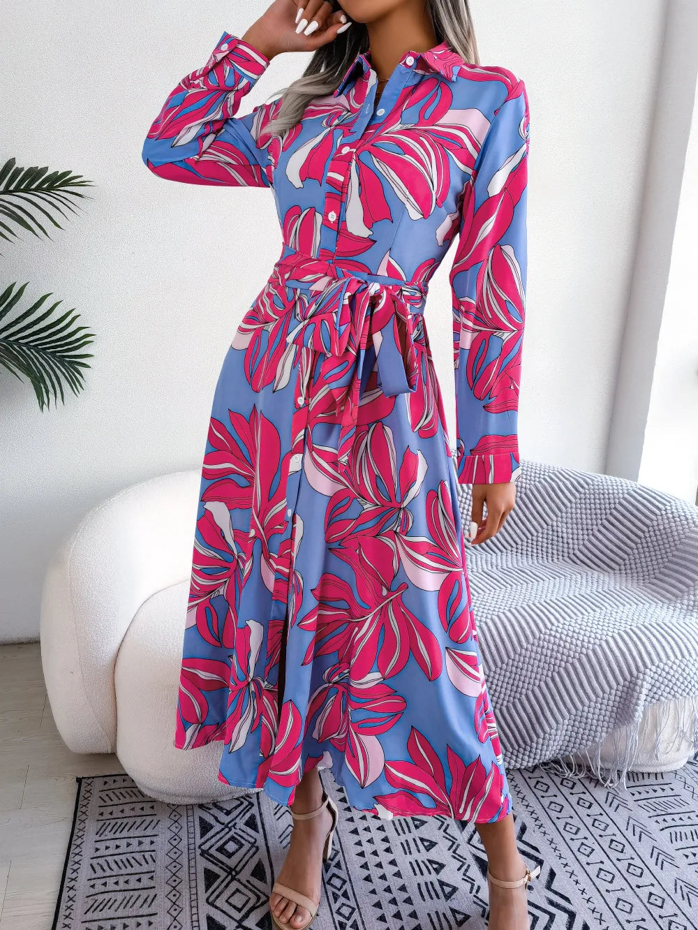 Lynor™ | Floral Fusion Polo Shirt Dress