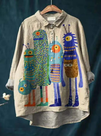 Lynor™ | Playful Monster Print Shirt