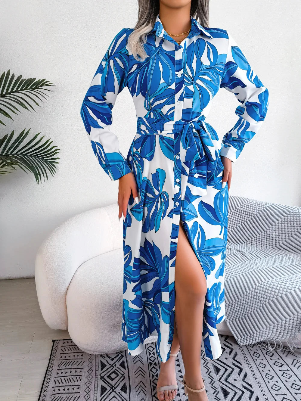 Lynor™ | Floral Fusion Polo Shirt Dress