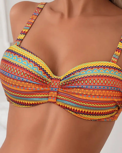 Lynor™ | Two-Piece Swimsuit – Striped Bikini Top