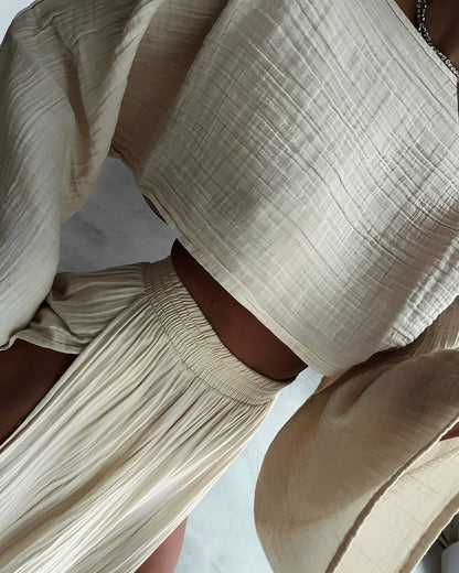 Lynor™ | Chic Slit linen two-piece set