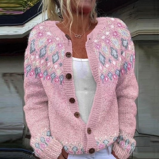Lynor™ | Pink Printed Cardigan