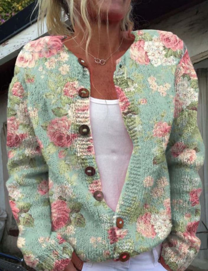 Lynor™ | Elegant Floral Print Cardigan