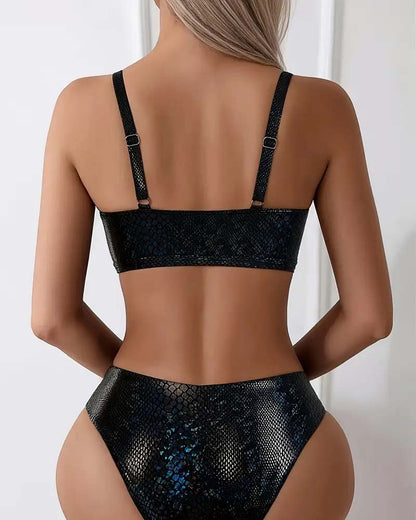 Lynor™ | Triangle High-Cut Bikini Top – Snake Print