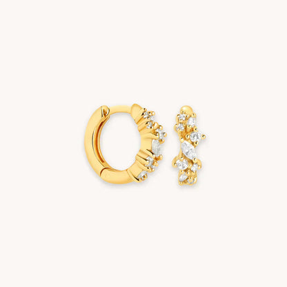 Lynor™ | Crystal Cluster Huggies – Sparkling 18K Gold Elegance in a Petite Design