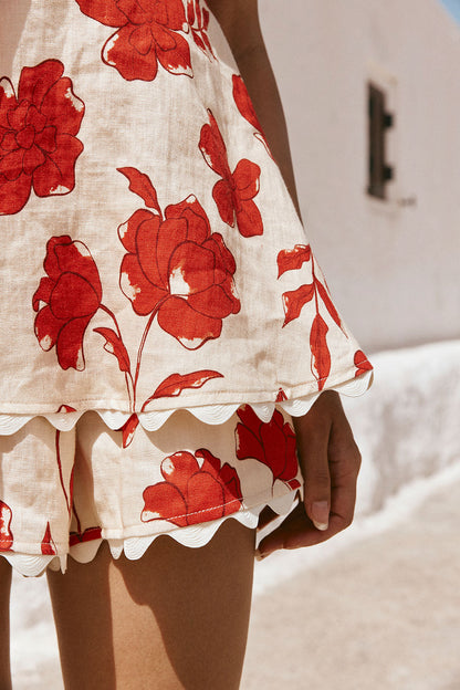 Lynor™ | Ruffled Top & Elastic Waist Shorts Floral Set