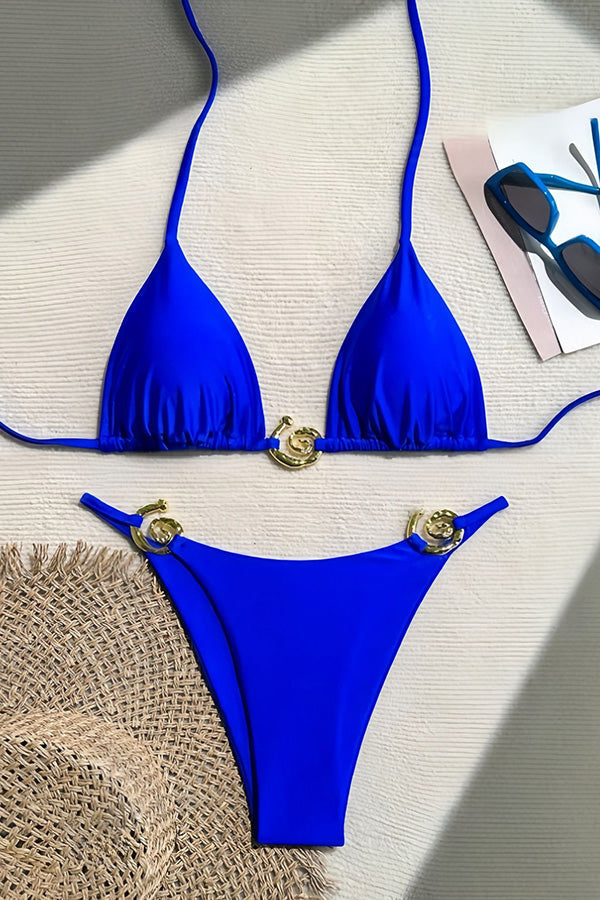 Lynor™ | Triangle Style with Metallic Details & Ties Two-Piece Bikini