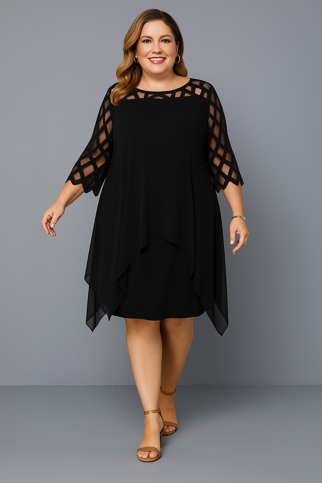 Lynor™ | Elegant Lace Sleeves & Belly Coverage Dress