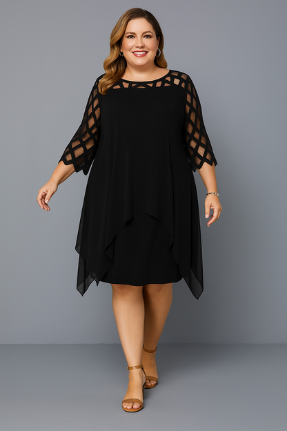 Lynor™ | Elegant Lace Sleeves & Belly Coverage Dress