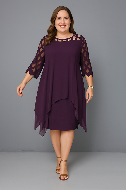 Lynor™ | Elegant Lace Sleeves & Belly Coverage Dress