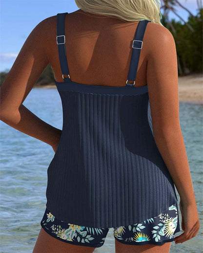 Lynor™ | Striped Two-Piece Tankini with Shorts Set