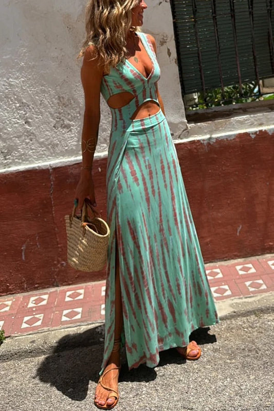 Lynor™ | Long Dress Slit & Cut-Out Details (Blue)