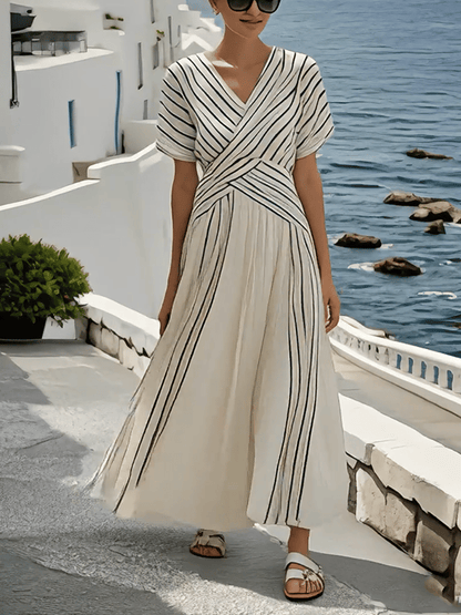 Lynor™ | Loose-Fitting Dress – Stripe Pattern