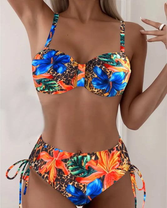 Lynor™ | Bikini – Leopard & Floral Print, Bralette Style