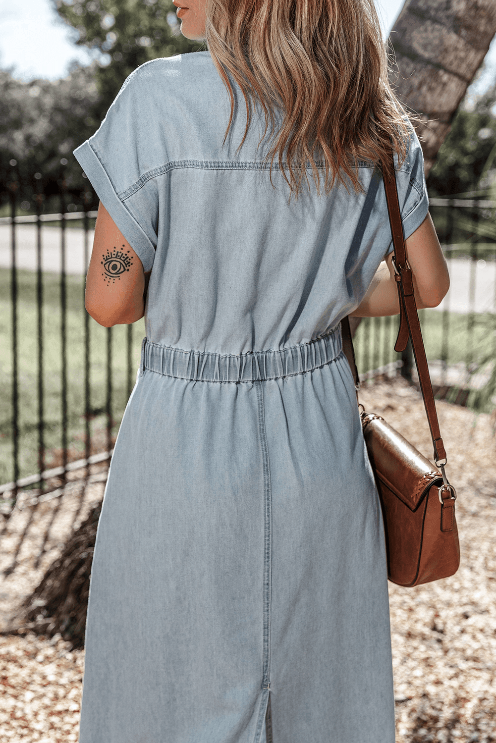 Lynor™ | Elegant Denim Dress – Short Batwing Sleeves