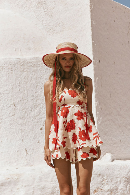 Lynor™ | Ruffled Top & Elastic Waist Shorts Floral Set