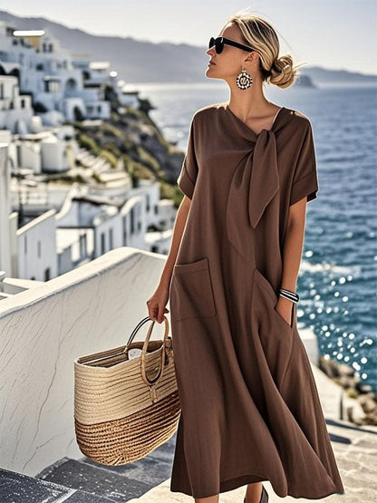 Lynor™ | Loose Cotton-Linen Dress with Pockets