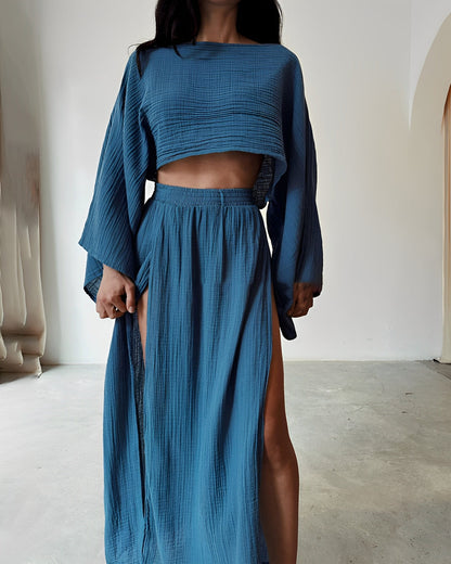 Lynor™ | Chic Slit linen two-piece set