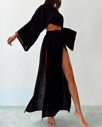 Lynor™ | Chic Slit linen two-piece set