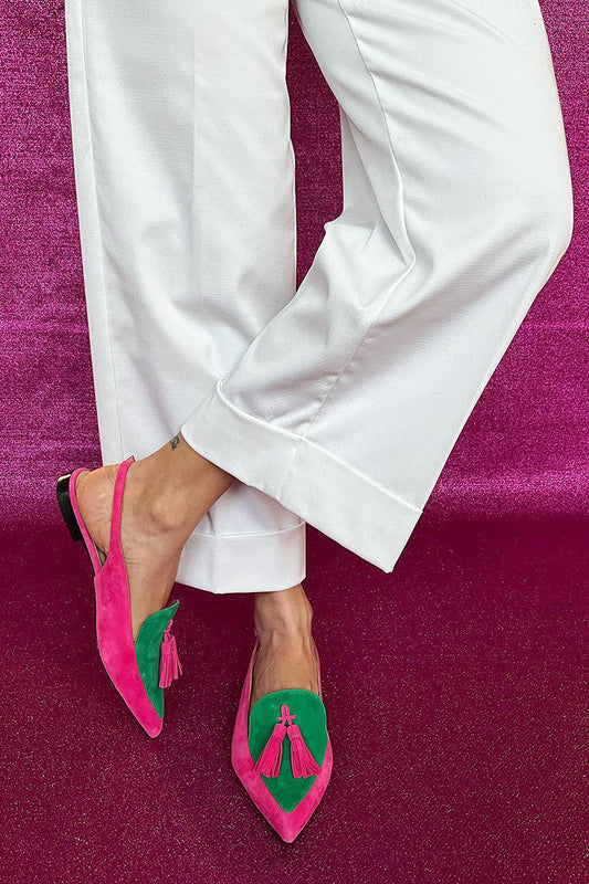 Lynor™ | Colorful Ballet Flats with Fringes & Decorative Ankle Strap – Playful Elegance in Every Step
