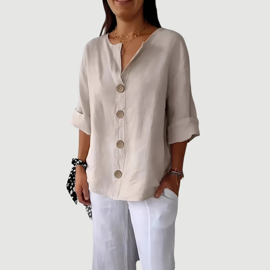 Lynor™ | Airy & Comfortable Linen Top – Lightweight Style in Natural Fabric