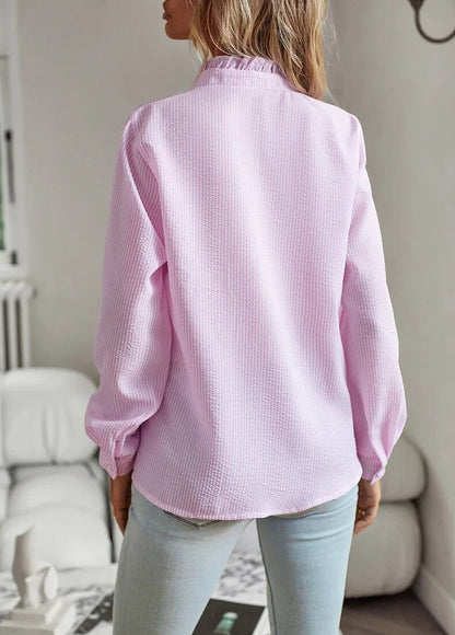 Lynor™ | Ruffled Button-Up Blouse – Feminine Elegance with a Soft Touch