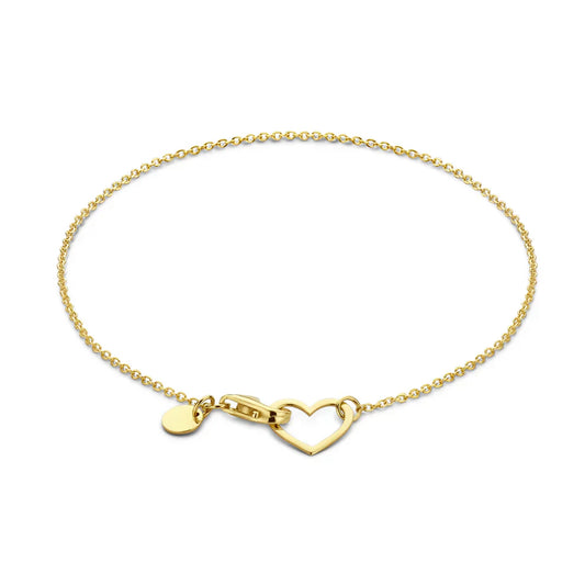 Lynor™ | Lilou Coeur Bracelet – Romantic 14K Gold with a Delicate Heart Charm