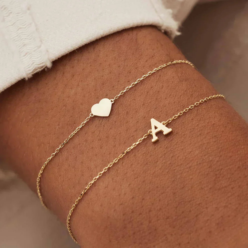 Lynor™ | Vita Signa Initial Bracelet – Personalized 14K Gold with Elegant Simplicity