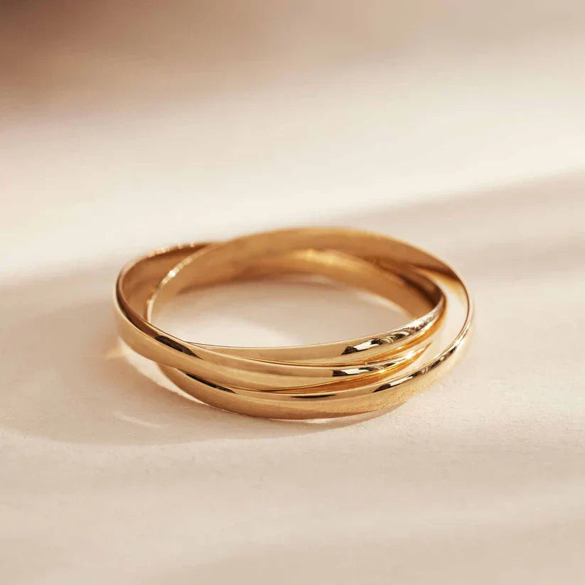 Lynor™ | Léna Trielle Ring – Elegant 14K Gold with a Modern Trio Design