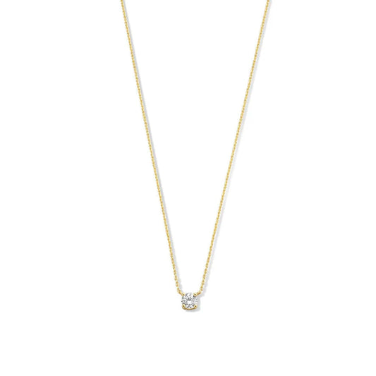 Lynor™ | Cléa Moissanite Necklace – Radiant 14K Gold with a Brilliant Gemstone